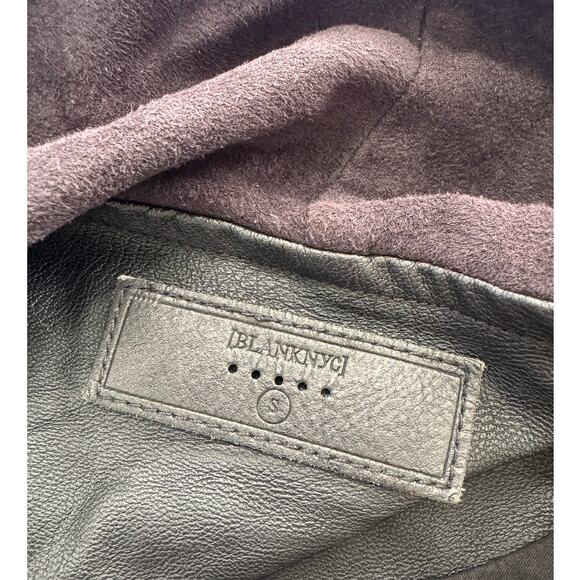 Blank NYC Mixed Media Drape Front Jacket Small Black Sued Faux Leather - Picture 3 of 9